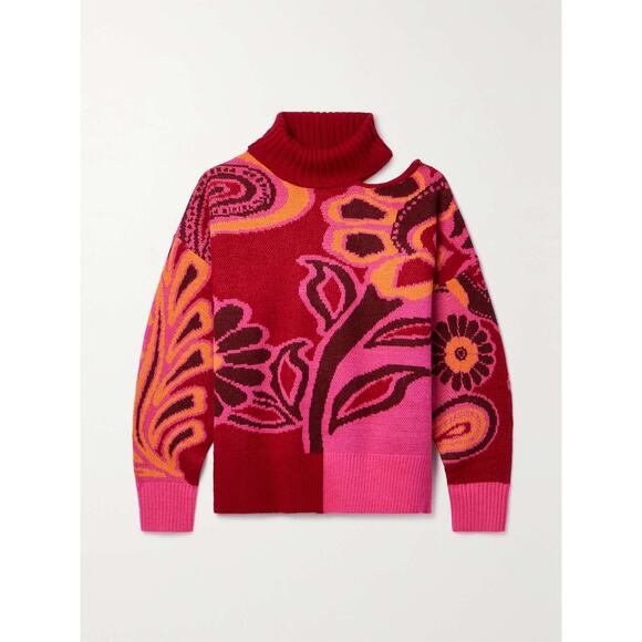 FARM Rio Cutout intarsia-knit turtleneck sweater - Picture 3 of 5
